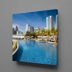 Technopa Akarsu Manzaralı Şehir 70x70 cm Kanvas Tablo