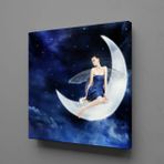 Technopa Ay ve Kadın Resimleri 110x110 cm Kare Kanvas Tablo