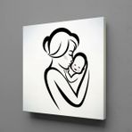 Technopa Bebeğini Öpen Anne 70x70 cm Kanvas Tablo