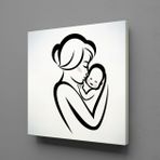 Technopa Bebeğini Öpen Anne 80x80 cm Kanvas Tablo