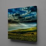 Technopa Dağ Deniz Gökyüzü 100x100 cm Kare Kanvas Tablo