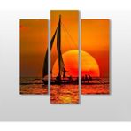Technopa Gün Batımı ve Yelken 84x90 cm Kanvas Tablo