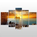 Technopa Kayalar Gün Batımı 122x70 cm Kanvas Tablo