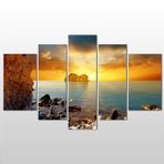 Technopa Kayalar Gün Batımı 208x120 cm Kanvas Tablo