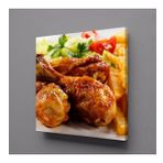 Technopa Kızarmış Tavuk ve Patates Kare 120x120 cm Kanvas Tablo