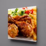 Technopa Kızarmış Tavuk ve Patates Kare 80x80 cm Kanvas Tablo