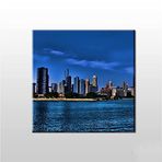 Technopa Nehir ve Metropol Manzara 180x180 cm Kanvas Tablo