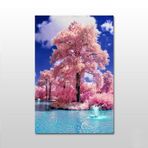 Technopa Pembe Ağaç Manzara 100X50 cm Kanvas Tablo