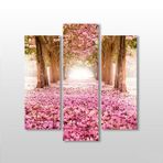 Technopa Pembe Çiçekli Yol 138x150 cm Kanvas Tablo