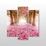 Technopa Pembe Çiçekli Yol 84x90 cm Kanvas Tablo