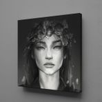 Technopa Siyah Beyaz Kadın 120x120 cm Kanvas Tablo