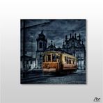 Technopa Tramvay Istanbul Gece 140x140 cm Kanvas Tablo