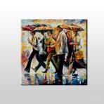 Technopa Yağmur ve Şemsiyeler 110x110 cm Kanvas Tablo
