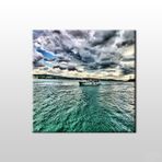 Technopa Yeşil Yansıyan Deniz 60x60 cm Kanvas Tablo