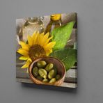 Technopa Yeşil Zeytin ve Ayçiçek 40x40 cm Kanvas Tablo