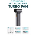 Technosay F1 Violent Turbo Jet Fan 7 Başlık 130000rpm Ultra Güçlü Motor Güçlü Vakum 4000mAh Bataryalı Üflemeli