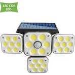 Technosmart 180COB Ledli Solar 4başlıklı Bahçe Aydınlatma Duvar Lambası Güneş Enerji Hareket Sensörl - Beyaz
