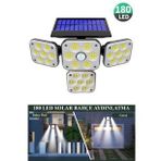 TechnoSmart 180Ledli Solar 4 Başlıklı Bahçe Aydınlatma Duvar Lambası Güneş Enerjili Hareket Sensörlü