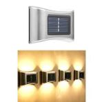 TechnoSmart 2Adet 6Ledli Modern Solar Duvar Lamba Dekorasyon Aydınlatma Metal Aplik Güneş Enerji