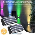 Technosmart 2adet Güneş Enerjili Çift Taraflı 6 Ledli Aplik Rgb Işık Duvar Lambası Bahçe Aydınlatma