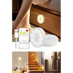 TechnoSmart 2li Spot Led Kumandalı Usb Şarjlı Akıllı Hareket Sensörlü Çift Renk Kablosuz Lamba