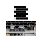 TechnoSmart 3D Kendinden Yapışkanlı 30×30cm Kaplama Seramik Görünüm Siyah Duvar Sticker Mutfak Banyo