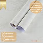 Technosmart 60×500 cm Kendinden Yapışkanlı Mermer Görünümlü Premium Zemin Duvar Kağıdı Dolap Kaplama - 60 x 500 cm - Beyaz