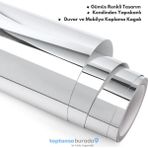Technosmart 60CM×300CM Kendinden Yapışkanlı Folyo Mutfak Dolap Masa Beyaz Eşya Kaplama Duvar Kağıdı - Gümüş - 60 x 300 cm