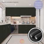 TechnoSmart 60cm×300cm Kendinden Yapışkanlı Mat Görünümlü Duvar Kağıdı Mutfak Dolap Masa Kaplama Siyah
