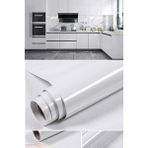 Technosmart 60X100CM Simli Kendinden Yapışkanlı Parlak Duvar Kağıdı Mutfak Banyo Dolap Kaplama - 60 x 100 cm - Beyaz
