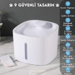 Technosmart Kedi Köpek Su Çeşmesi Su Pınarı Kabı 3 Lt. Seviye Göstergeli 2 Farklı Su Akışlı - Beyaz