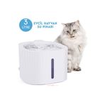 TechnoSmart Kedi Köpek Su Çeşmesi Su Pınarı Kabı 3 Lt. Seviye Göstergeli 2 Farklı Su Akışlı