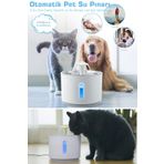TechnoSmart Kedi Köpek Su Çeşmesi Su Pınarı Kabı Led Işık Göstergeli