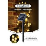 TechnoSmart Solar 50 Ledli 7 Metre Güneş Enerjili Ponpon Bahçe Aydınlatma Balkon Dekorasyon GünIşığı