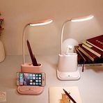 TechnoSmart Telefon Tutucu Şarj Edilebilir Led Masa Lambası Dokunmatik USB Portlu Güç Kaynağı Beyaz