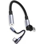 TechnoStation Type-C to 3.5 mm Aux Kulaklık Çevirici L Tipi 90 Derece Ses Dönüştürücü Adaptör