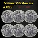 Technow %100 Paslanmaz Çelik Sürtme Bulaşık Ovma Teli 6 Adet