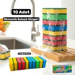 Technow Klasik 9 x 6 cm 4 Renkli Düz Bulaşık Süngeri 10 Adet