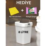 Technow Motek COB-410B 8 Litre Çöp Kutusu Kovası + Temizlik Seti - Hediyeli Ürün - Beyaz
