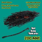 Technow Siyah %100 Metal Esnemez Dayanıklı Kadın Saç Tel Tokası 200 Adet - 5cm
