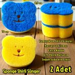 Technow Sponge Çift Taraflı Gülen Yüz Çok Amaçlı Sihirli Bulaşık Süngeri Sarı Lacivert 2 Adet