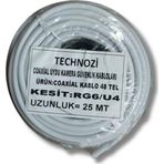 technozi Çanak Anten Kablosu Rg6 25 Metre Uydu Kablosu