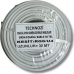 technozi Çanak Anten Kablosu Rg6 30 Metre Uydu Kablosu