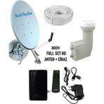 Technozi Hd Uydu Alıcısı + 80 cm Next Nextstar Ofset Çanak Anten Full Set+Ikili Lnb+ 25 mt Anten Kablosu - Beyaz