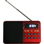 Technozi Wireless Radio+Hoparlör USB - Kart Okuyuculu Oto Kapanma Digital Ekran Radio - Kırmızı - Siyah