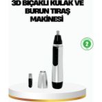 Techora Sale 3D Bıçaklı Burun ve Kulak Tıraş Makinesi Pil ile Çalışan Taşınabilir Model