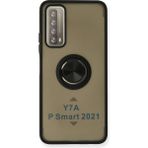 Techora Sale Mey Ithalat® Huawei P Smart 2021 Kılıf Montreal Yüzüklü Silikon Kapak - Siyah