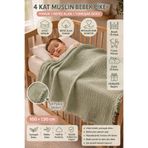 TECHTACT 4 Kat Müslin Bebek Pike, 100x130 Püskül Detaylı, Pamuk, Nefes Alan Yumuşak Doku, Bebek Örtüsü