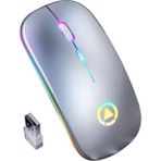 Techtic 2.4ghz USB Alıcılı Kablosuz Optik Mouse Fare Şarj Edilebilir - Gümüş - Gri