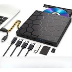 Techtic 8’si 1 Arada Harici CD DVD Yazıcı USB 3.0 Type-C – Çoklu USB Hub, Sd/tf Kart Okuyucu, Taşınabilir Optik Sürücü - Siyah
